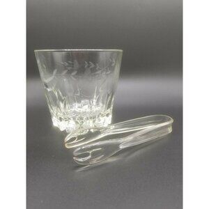 Princess House Heritage Pattern Glass Ice Bucket and Tongs